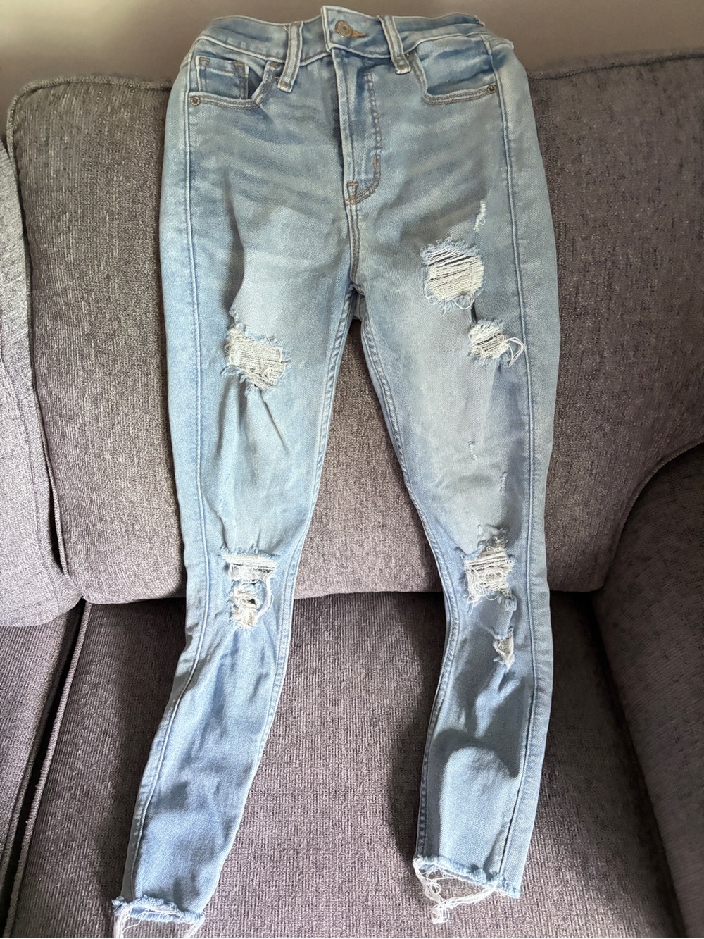 Old Navy Light Blue high rise Distressed Ankle Jeans